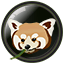Logo for Chasing Wildlife. Stylized Red Panda chewing on a bamboo leaf.